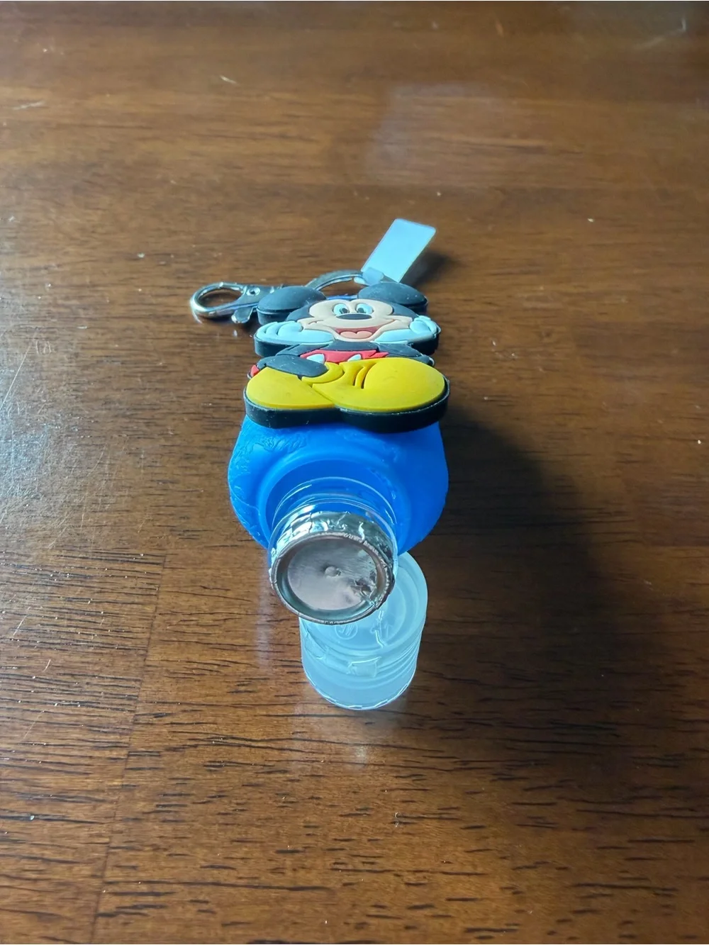 Disney Mickey Mouse Blue Silicone Hand Sanitizer Holder with Yellow Accents
